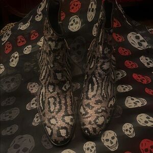 Kurt Geiger Leopard Sequin Ankle Boots